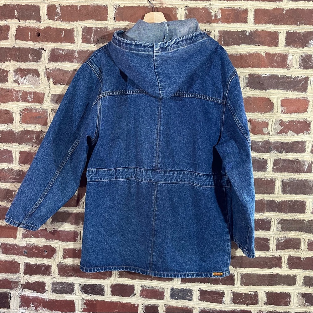 Vintage Jordache Denim Jacket Cinch waist L Hood 80’s 90’s Toggle - Picture 5 of 7